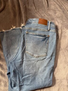 Judy Blue Light Blue Frayed Hem Kick Flare Jean